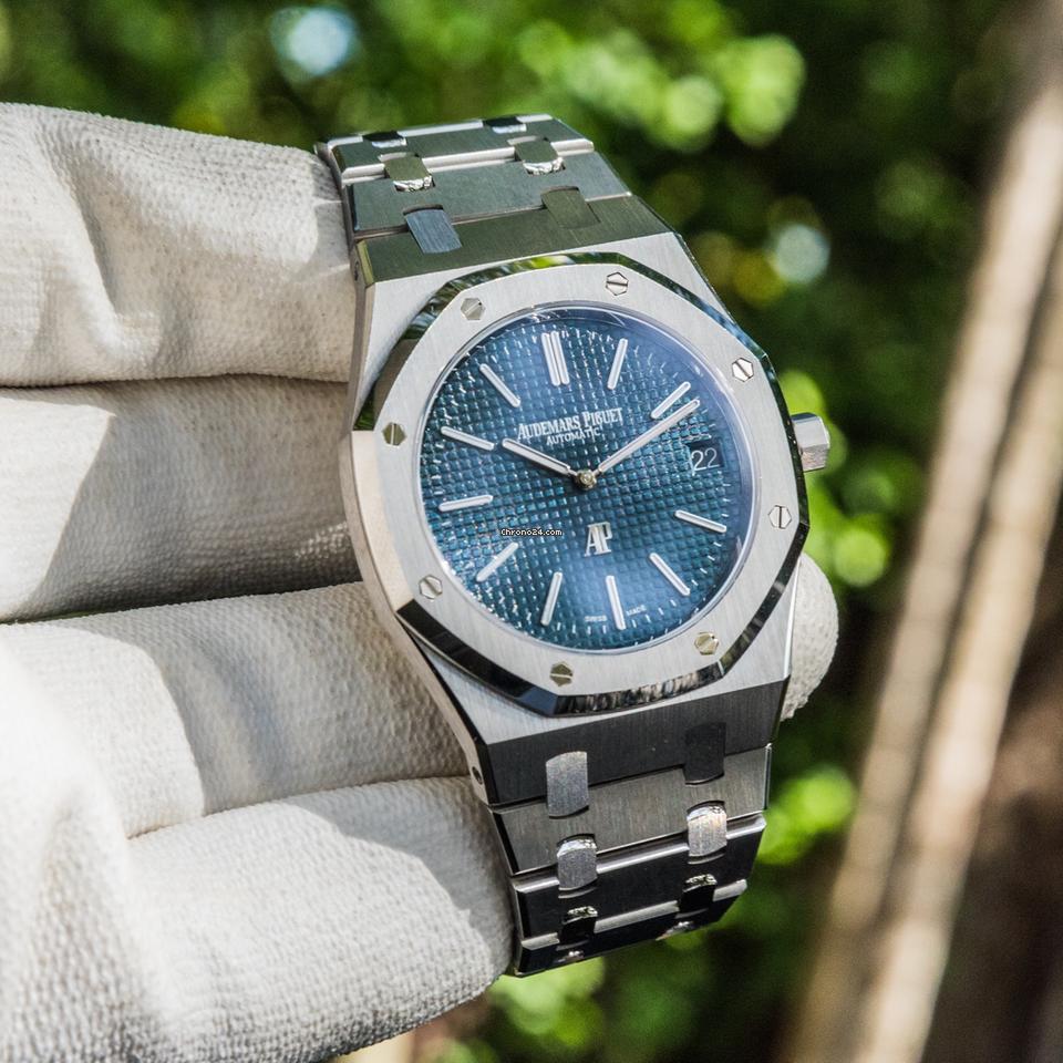 Silver Audemars Piguet With Blue Dial