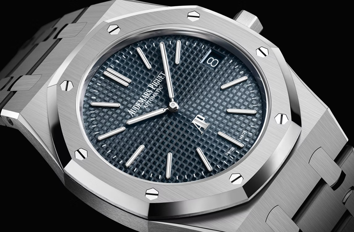 Silver Audemars Piguet With Blue Dial