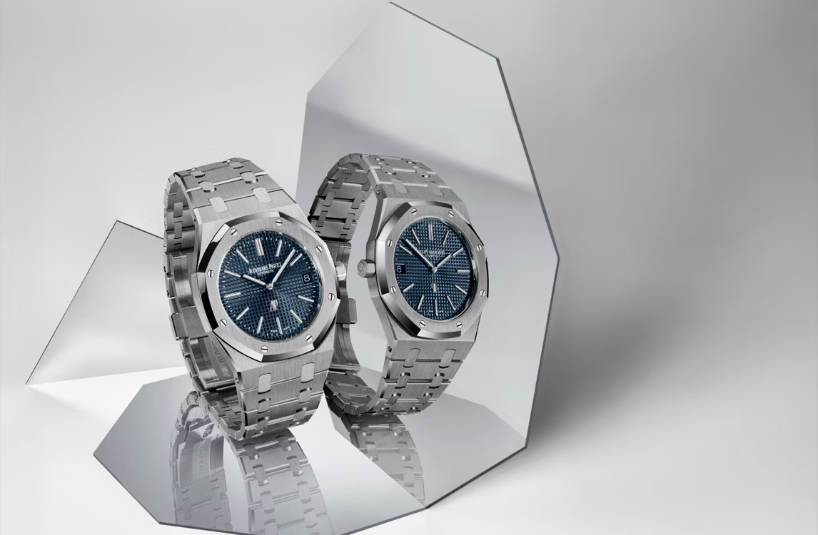 Silver Audemars Piguet With Blue Dial