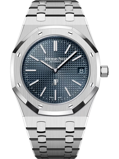 Silver Audemars Piguet With Blue Dial