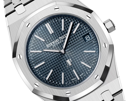 Silver Audemars Piguet With Blue Dial