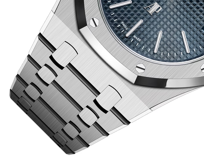 Silver Audemars Piguet With Blue Dial