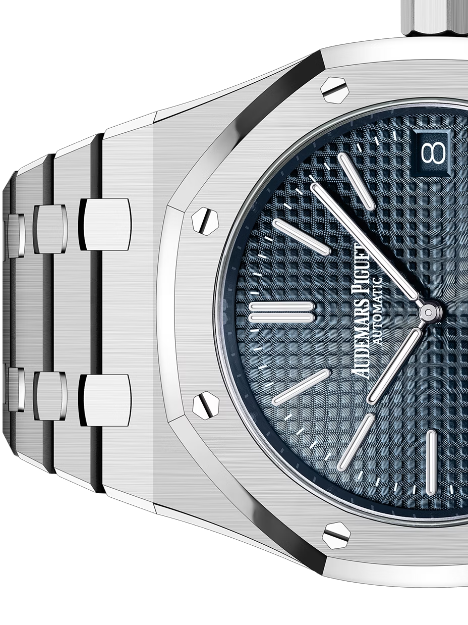 Silver Audemars Piguet With Blue Dial