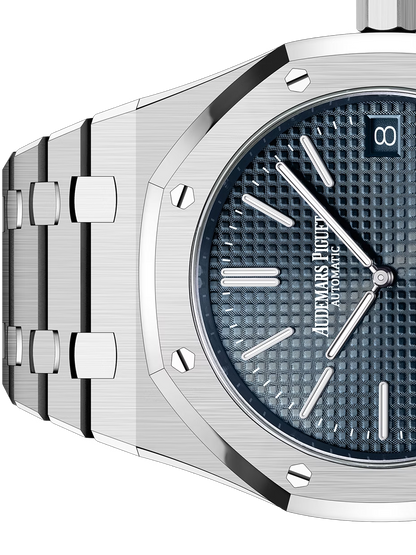 Silver Audemars Piguet With Blue Dial